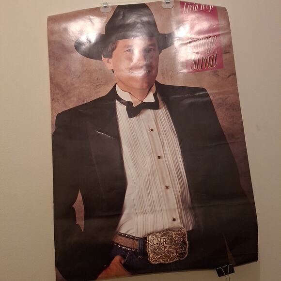 George Strait "Living It Up" Poster 24 In. X 36 In. Pic With CMA Belt - Picture 1 of 3